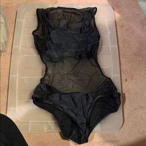 Elegant Black Mesh One-Piece Swimsuit